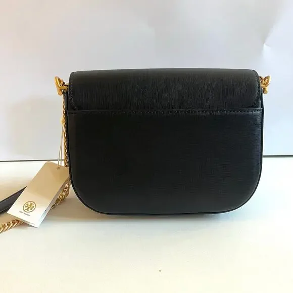 TORY BURCH NWT Robinson Convertible Shoulder Crossbody Bag, Black Leather - Picture 9 of 14